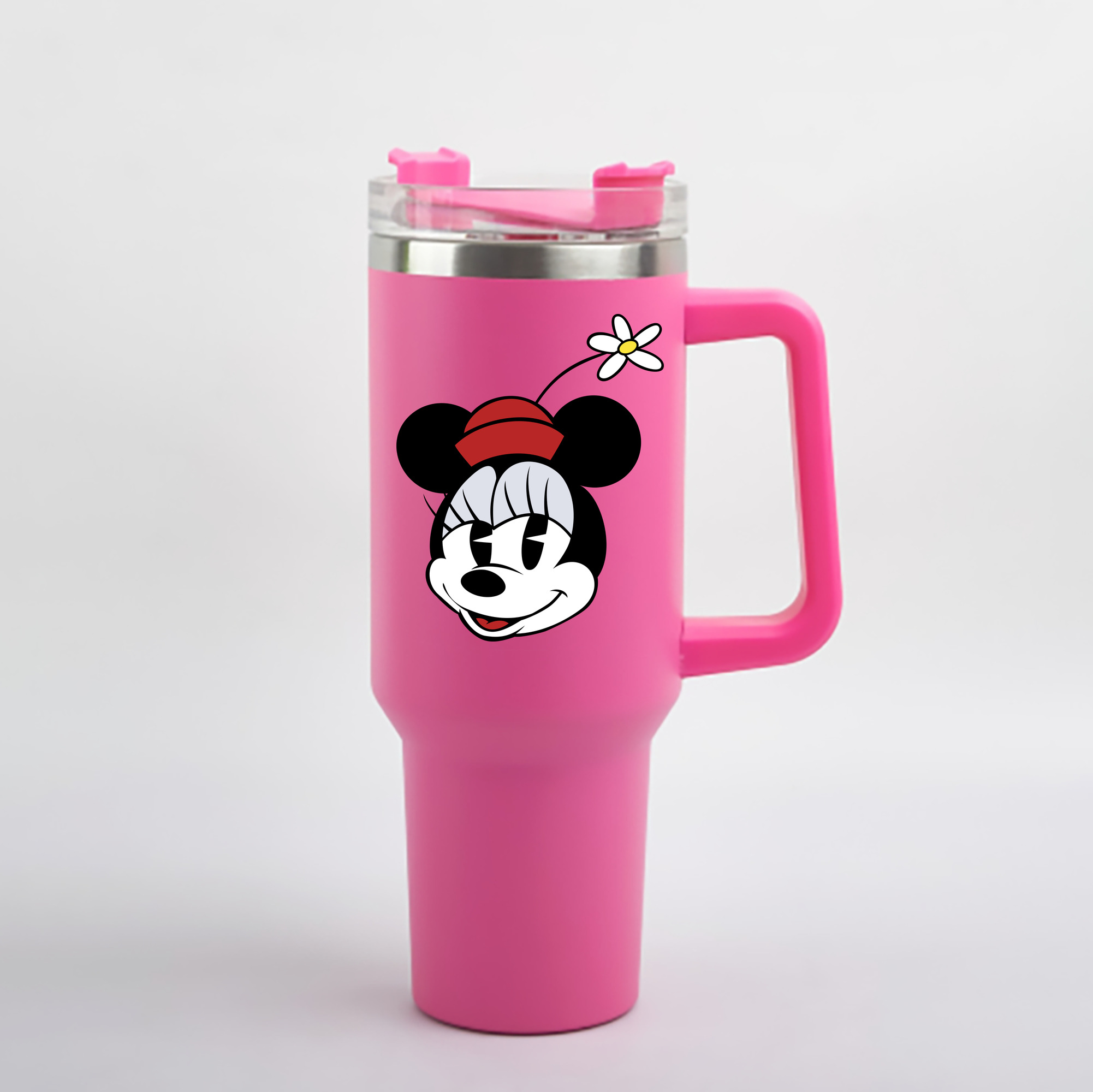 （画像用） ミッキーマウス Mickey Mouse 1200mL車用タンブラー - クリスタルステッカー（プラスチックストロー付き）
